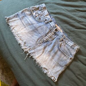 Abercrombie & Fitch Frayed Denim Mini Skirt